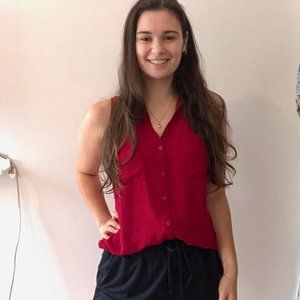 Red Tank Chiffon Blouse